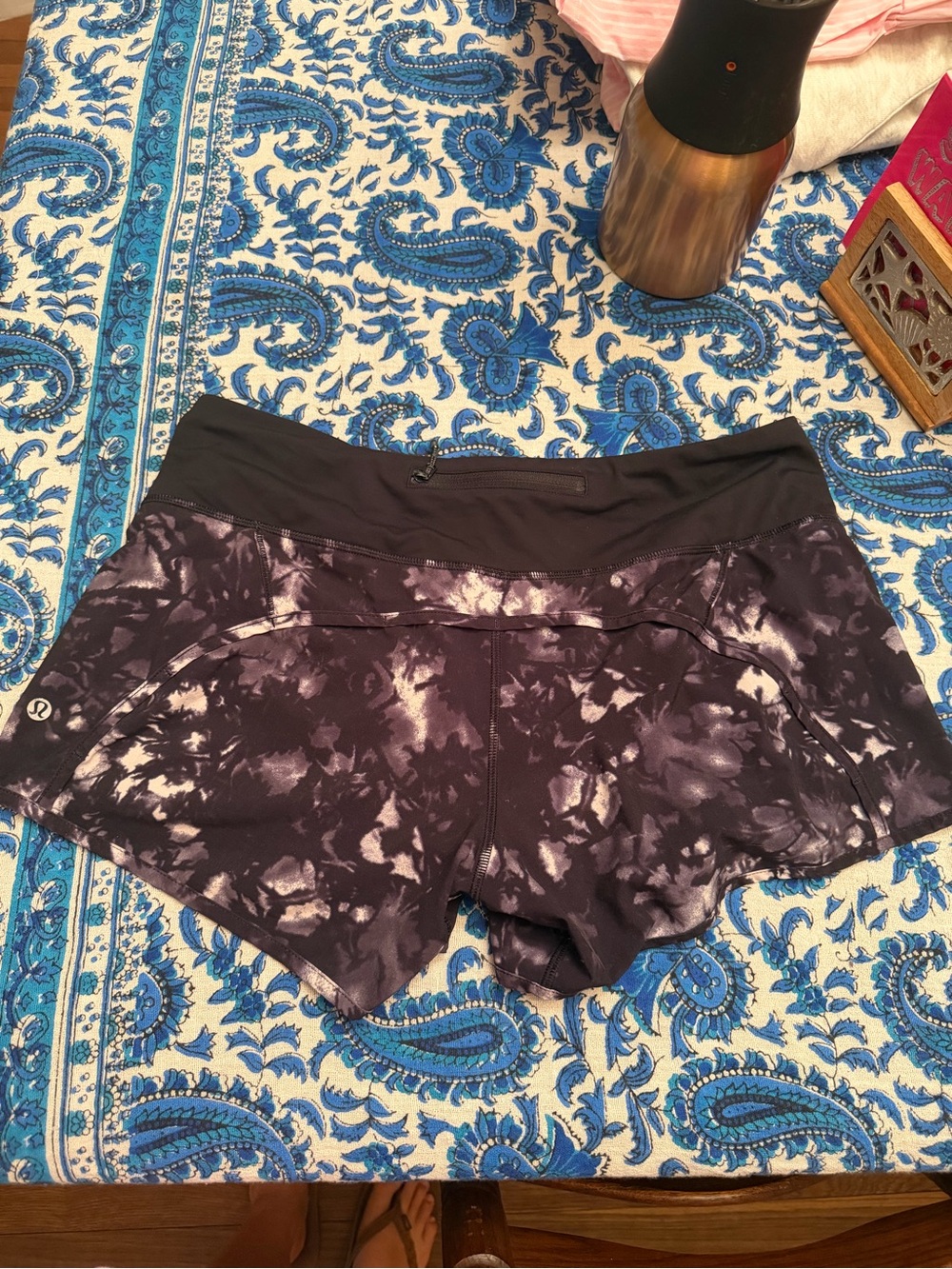 Lemon Black and White Tie-Dye Athletic Shorts - Women's